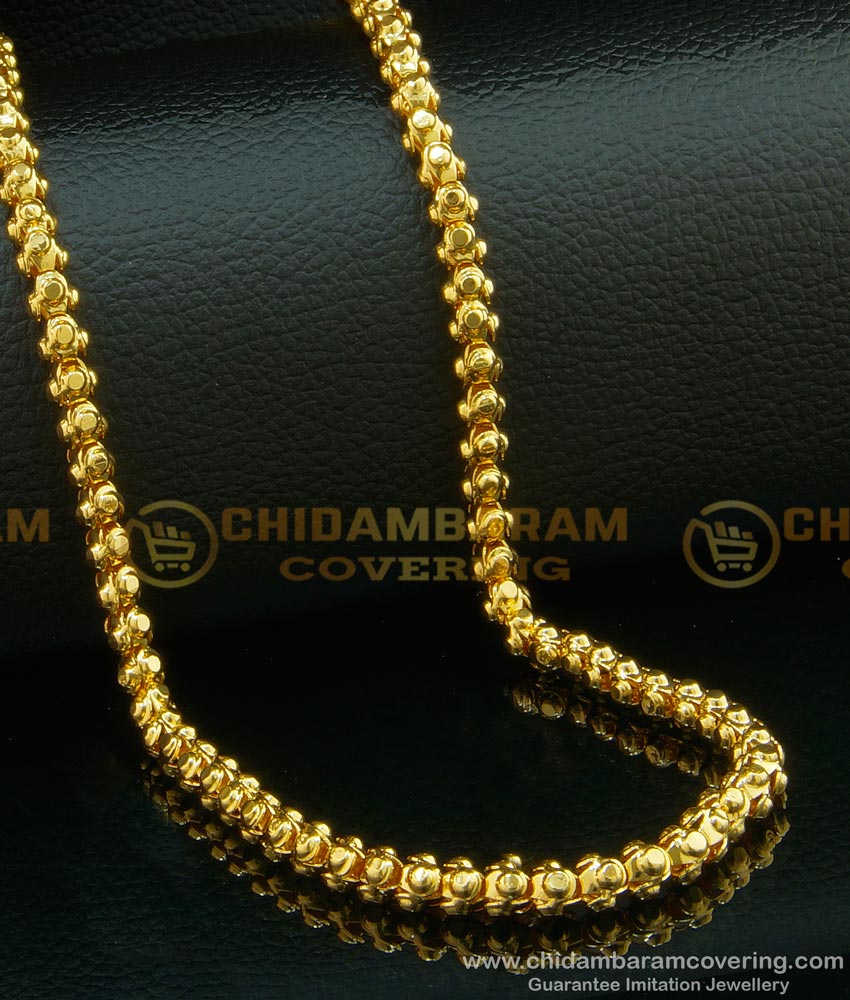 CHN096-LG - 30 Inches Long One Gram Gold Long Chain Thick Designer Wedding Gold Chain Design Buy Online