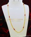 CHN151 - Red Crystal Three Beads with Wheat Chain Design South Indian Gold Plated Jewellery