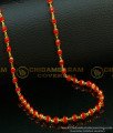 CHN124 - Trendy Red Beads Chain One Gram Gold Plated Light Weight Red Crystal Chain Designs 