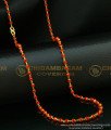 CHN124-Lg- 30 Inches Trendy Red Beads Chain One Gram Gold Plated Light Weight Red Crystal Chain Designs