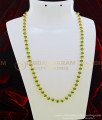 CHN154 - Single Line Gold Plated Green Mala Design Crystal Chain for Women