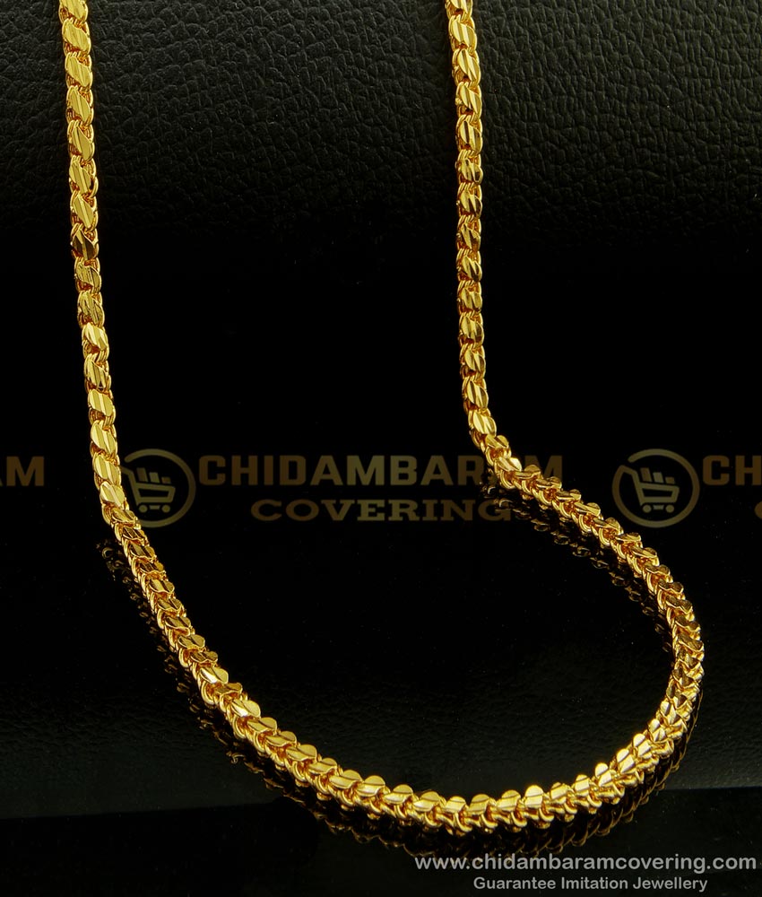 long chain, daily use chain, gold plated chain, one gram gold polish chain, chain design, gold covering chain with price, micro plated chain, simple chain,