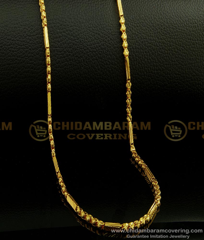 gold plated chain. long chain, daily use chain, gold covering chain, imitation chain, artificial chain, one gram gold chain, chidambaram covering chain