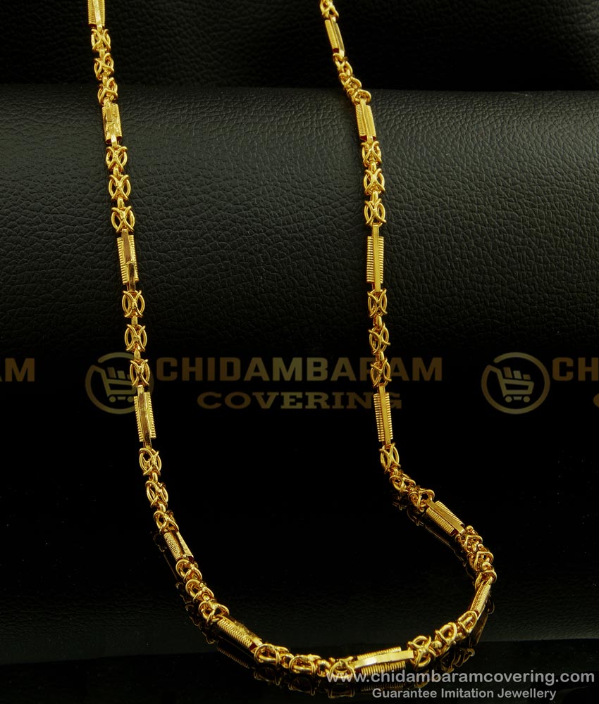 CHN050-XLG - 36 Inches Long Kerala Spring Flexible Long Chain Gold Plated Chain Online