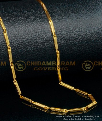 CHN219 - Trendy One Gram Gold Box Design Daily Use Chain for Ladies 