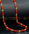 pavalam chain, sigappu pavalm chain, new model red beads chain, red coral chain, lal moti chain, 