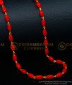 coral chain designs, coral chain, pavazham chain, red beads chain, long moti chain, gold moti chain, lal moti chain, pavalam chain, coral gold chain designs