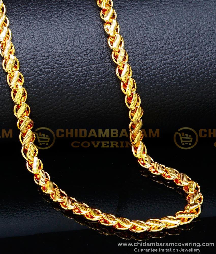 CHN291-LG -  30 Inches Long Real Gold Chain Model Long Chain Designs for Marriage