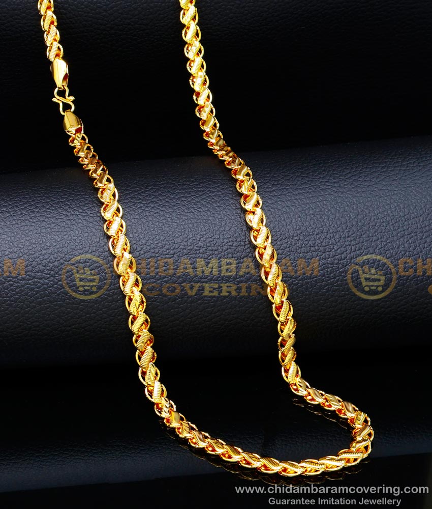 CHN291-LG -  30 Inches Long Real Gold Chain Model Long Chain Designs for Marriage