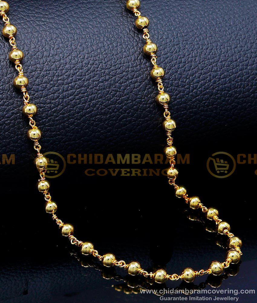 gold beads chain, long chain latest designs, chain design for women, gold and black beads chain, gold black beads chain models, simple neck chain design, simple long chain designs, gold beads chain, gold balls chain design, gold plated chain,1 gram gold chain