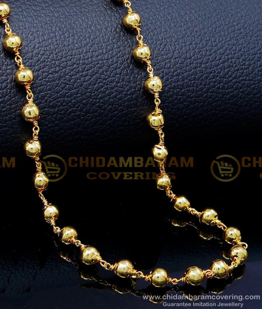 gold beads chain, long chain latest designs, chain design for women, gold and black beads chain, gold black beads chain models, simple neck chain design, simple long chain designs, gold beads chain, gold balls chain design, gold plated chain,1 gram gold chain