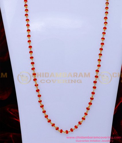 CHN331 - 1 Gram Gold Plated Crystal Kerala Gold Mani Mala Designs