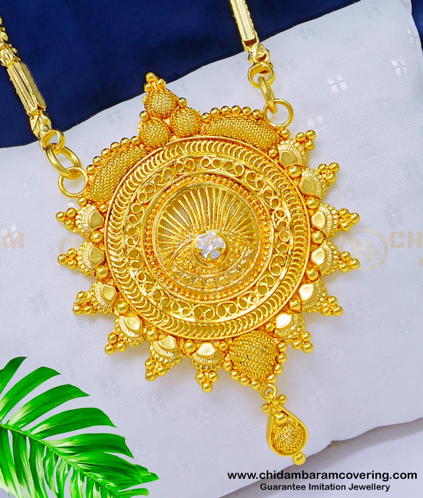 dollar chain. pendant chain, dollar with chain, pendant with chain, gold dollar chain, gold locket chain, south indian jewellery, one gram gold jewelry,