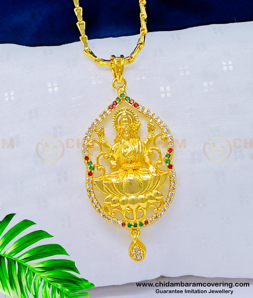 one gram gold jewellery, Lakshmi dollar chain, Lakshmi pendant, Lakshmi locket, Lakshmi pendant chain, latest pendant model, 