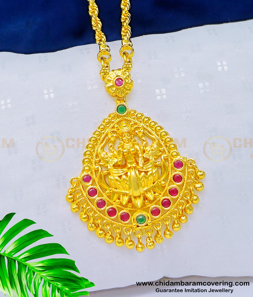 one gram gold jewellery, Lakshmi dollar chain, Lakshmi pendant, Lakshmi locket, Lakshmi pendant chain, latest pendant model, 