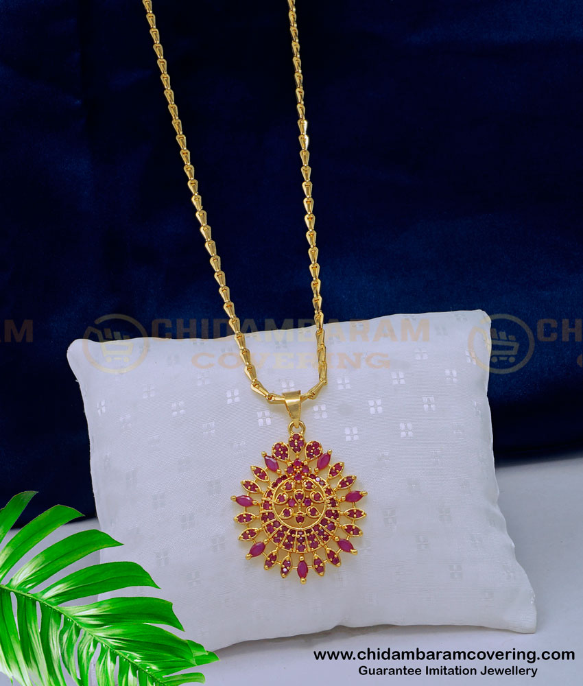 new model pendant, new model dollar chain, dollar chain, one gram gold dollar chain, stone pendant, gold locket pendant, ruby pendant chain, 