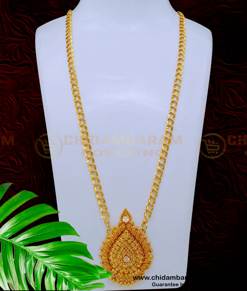 Gold Look White Stone South Indian Dollar Chain Designs