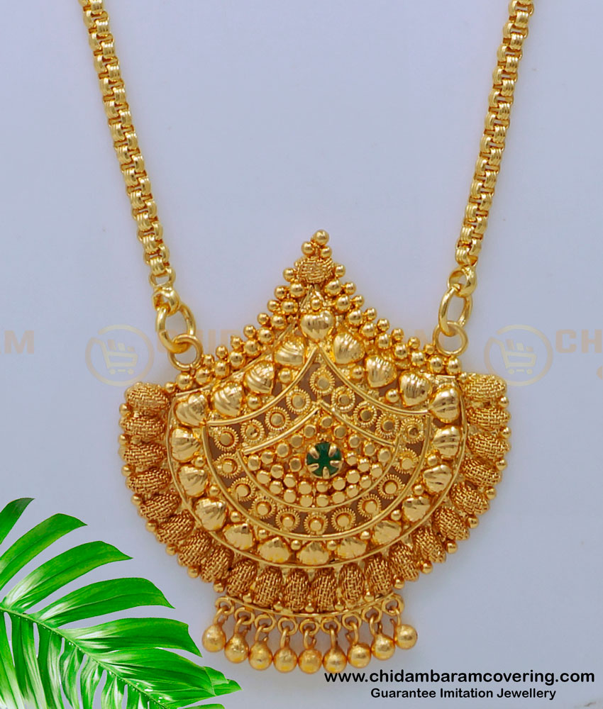 Gold Look White Stone South Indian Dollar Chain Designs