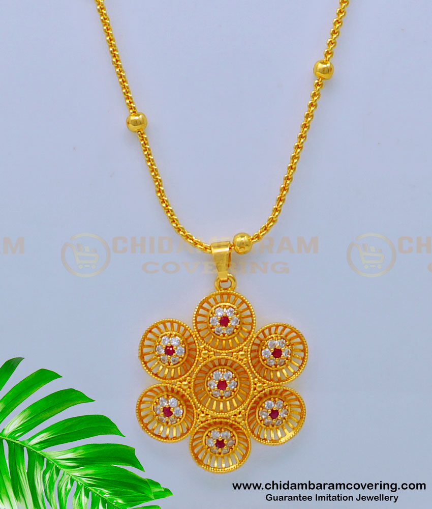 Latest Light Weight Daily Wear Stone Dollar Chain for Ladies