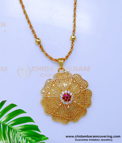 DCHN274 - Elegant Flower Model Stone Pendant Chain Design Online