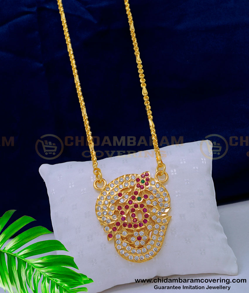 impon jewellery art, chidambaram covering impon jewellery, impon white stone om Vel dollar, five metal jewellery,