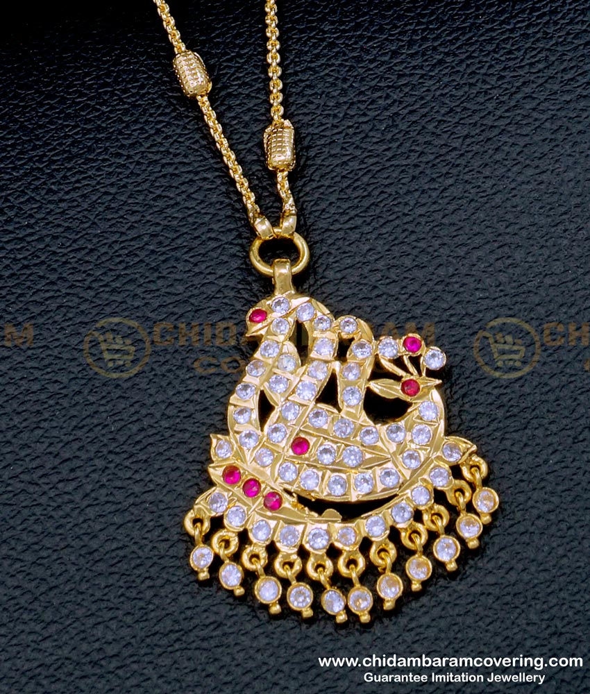 Beautiful Peacock Design Impon Stone Pendant with Chain