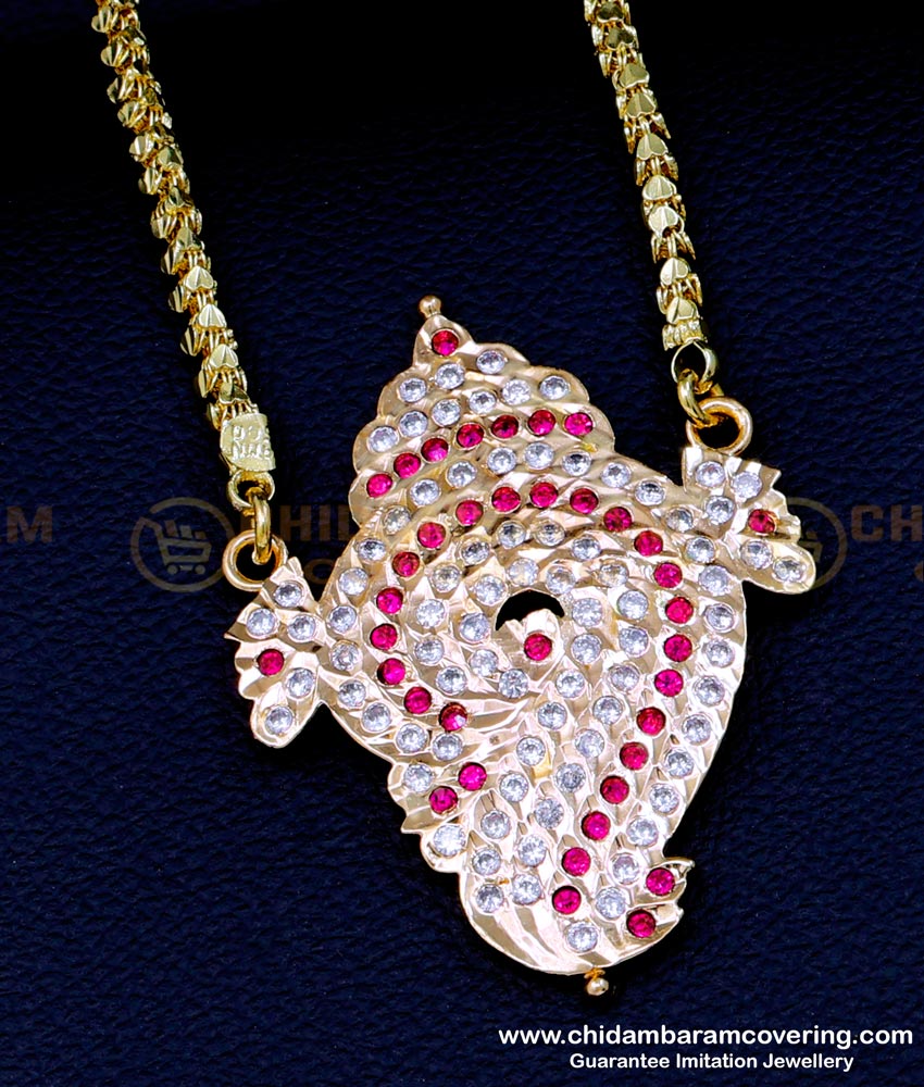 pendant chain designs, sangu chakra pendant, traditional gold stone dollar designs, valampuri sangu pendant