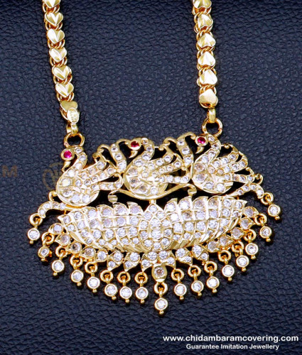 DLR292 - Unique Impon Gold Plated Swan Locket Chain Gold Model