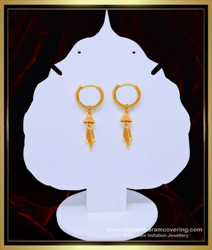 ERG1055 - Buy Gold Design Bali Earrings Small Jhumkas Hanging Hoop Earrings for Women  