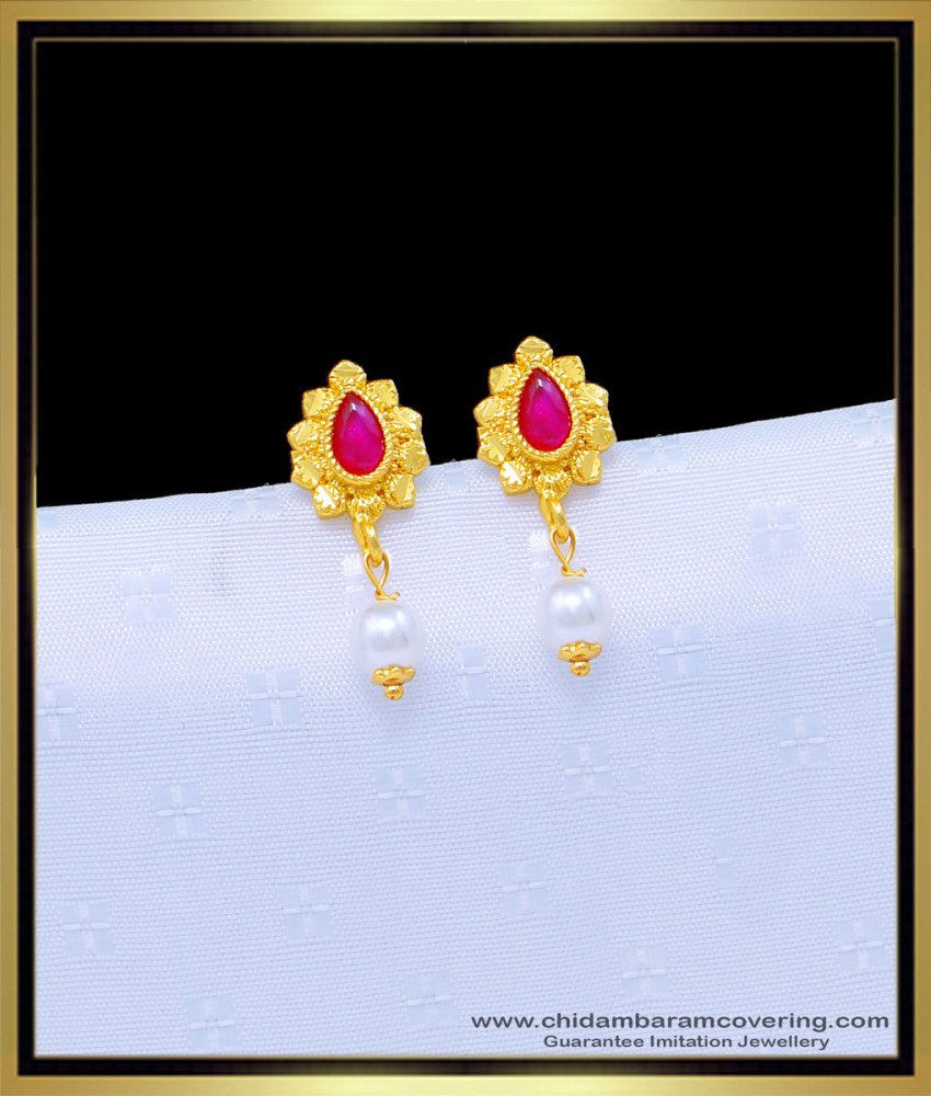 pearl earring, muthu thodu, moti earrings,one gram gold earrings, stone earrings, gold plated earring, new model earrings, 1 gram gold jewellery, one gram gold jewellery, multi stone earring, small earrings,