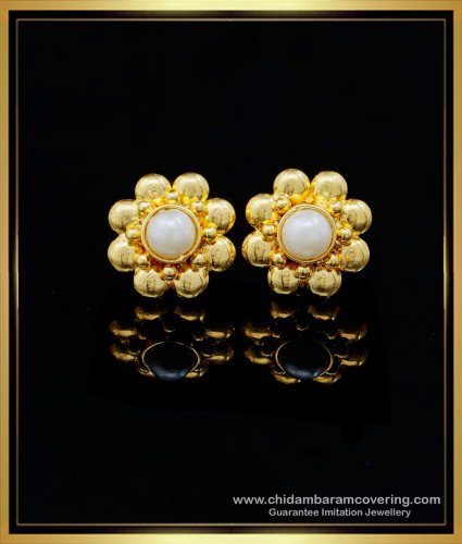 ERG1192 - Unique Pearl Earrings Gold Plated Studs Muthu Thodu for Women 