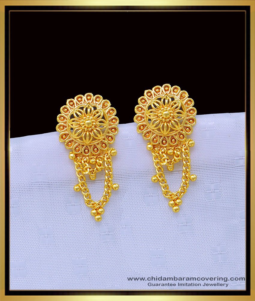 1 gram gold jewellery, gold plated jewellery, one gram gold earrings, daily wear earrings, light weight earrings, earrings buy low price, 