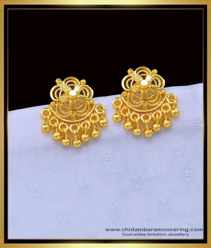 ERG1199 - Pure Gold Plated Flower Design Daily Use Guarantee Earrings for Women