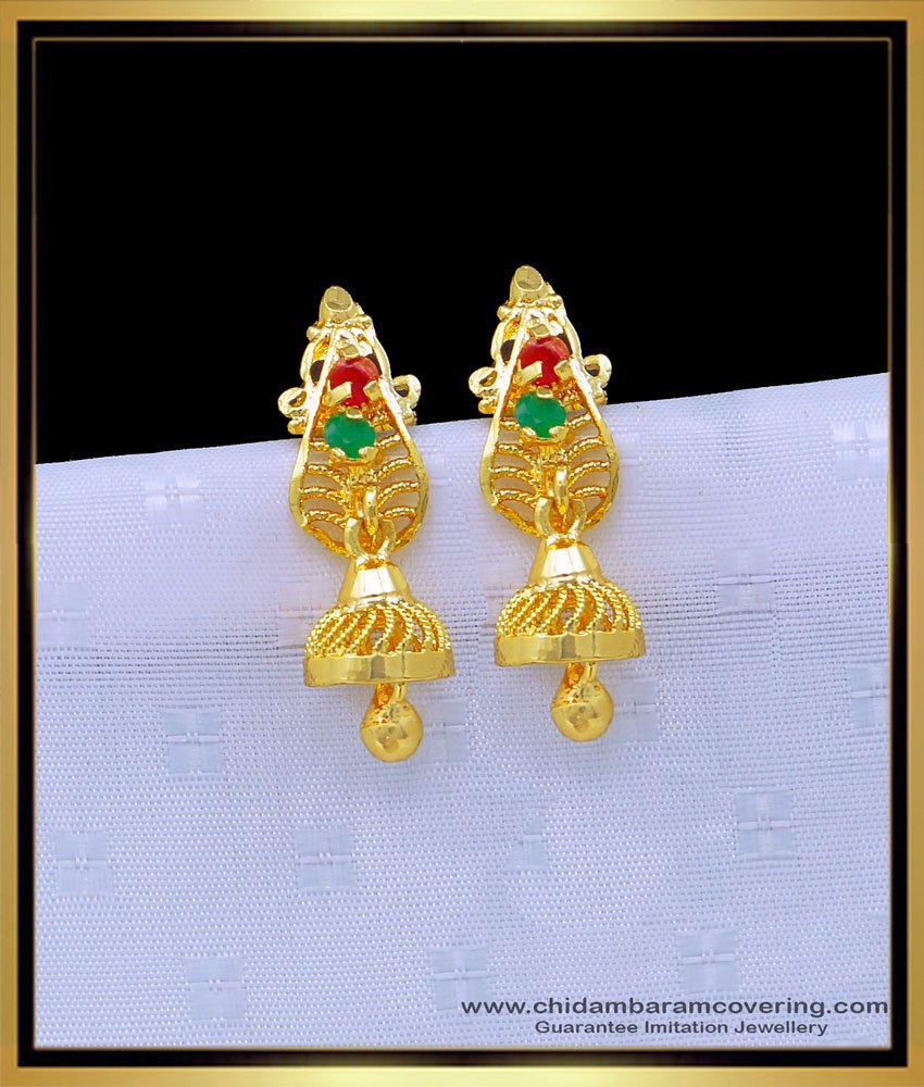 1 gram gold jewellery, gold plated jewellery, one gram gold earrings, daily wear earrings, light weight earrings, earrings buy low price, stone earrings, 