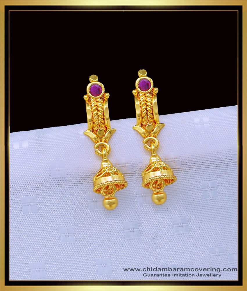 1 gram gold jewellery, gold plated jewellery, one gram gold earrings, daily wear earrings, light weight earrings, earrings buy low price, stone earrings, 