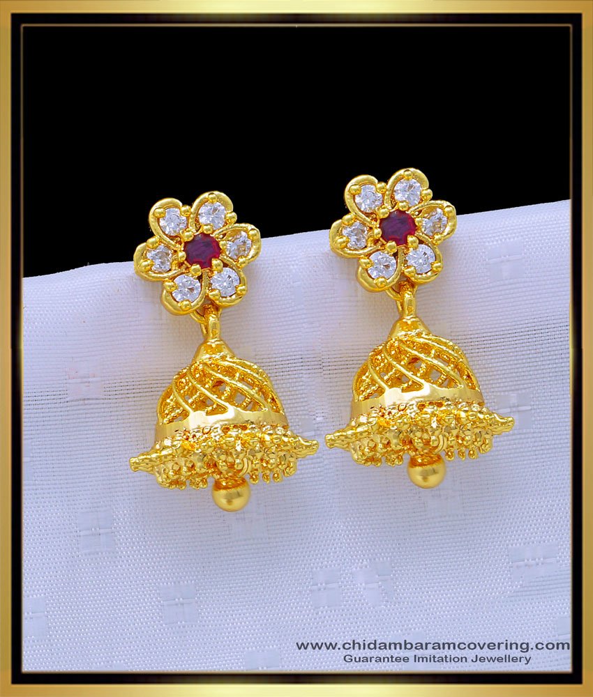 kal jimikki, 916 jhumkas, ad jimiki, stone jhumkas, mocro polish jhumkas, south indian jewellery, south indian jhumkas, 