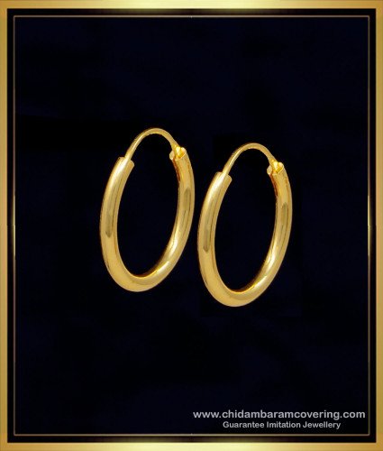 ERG1211 - 1 Gram Gold Guaranteed Jewellery Plain Gold Ring Design Hoop Earrings for Women 