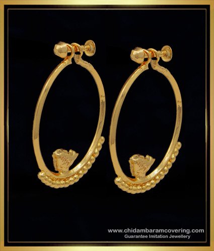 ERG1219 - Traditional Gold Design Ring Type Big Size Bali Earrings for Women