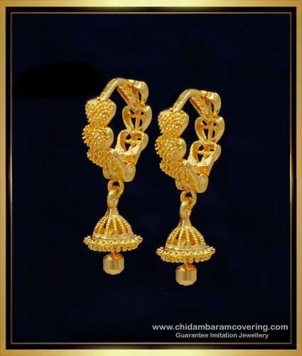 ERG1225 - Latest Light Weight Small Jhumkas Gold Designer Bali Design Hoop Earrings for Daily Use  