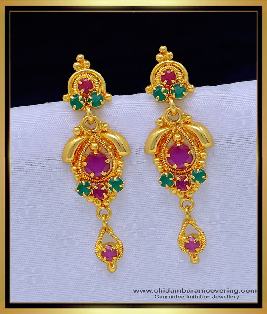  big danglers, plain danglers design,long chain earrings, stone earrings, covering thodu, 