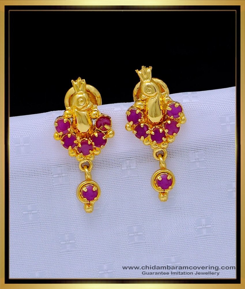  big danglers, plain danglers design,long chain earrings, stone earrings, covering thodu, kammal, thodu design, pink stone earrings