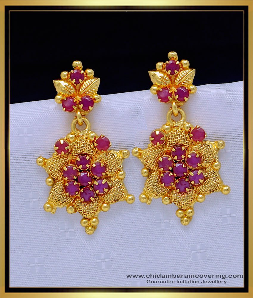  big danglers, plain danglers design,long chain earrings, stone earrings, covering thodu, kammal, thodu design, pink stone earrings