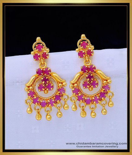 ERG1314 - Attractive Ruby Stone Party Wear Earrings Indian Imitation Buy Online 