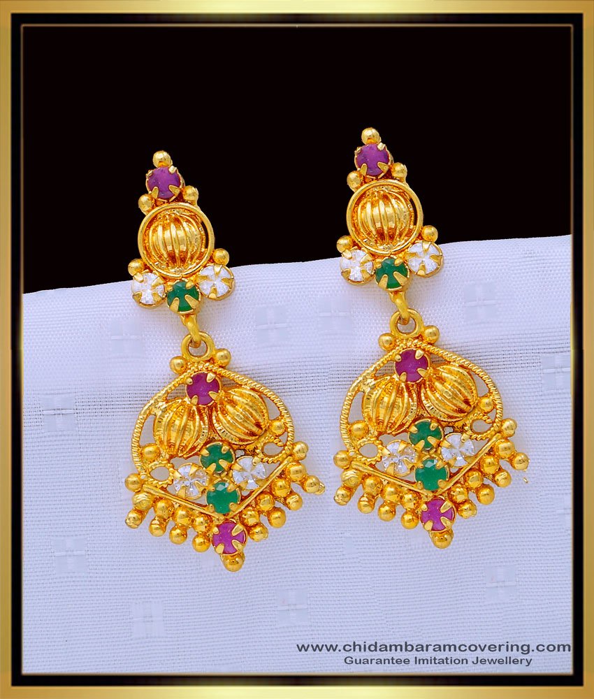  big danglers, plain danglers design,long chain earrings, stone earrings, covering thodu, kammal, thodu design, pink stone earrings