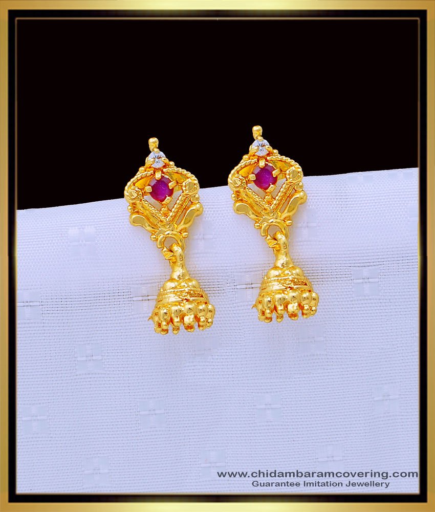 gold covering jewellery, chidambaram gold covering earrings, Kalyani covering online, gold tops, pearl drop earrings in gold, 