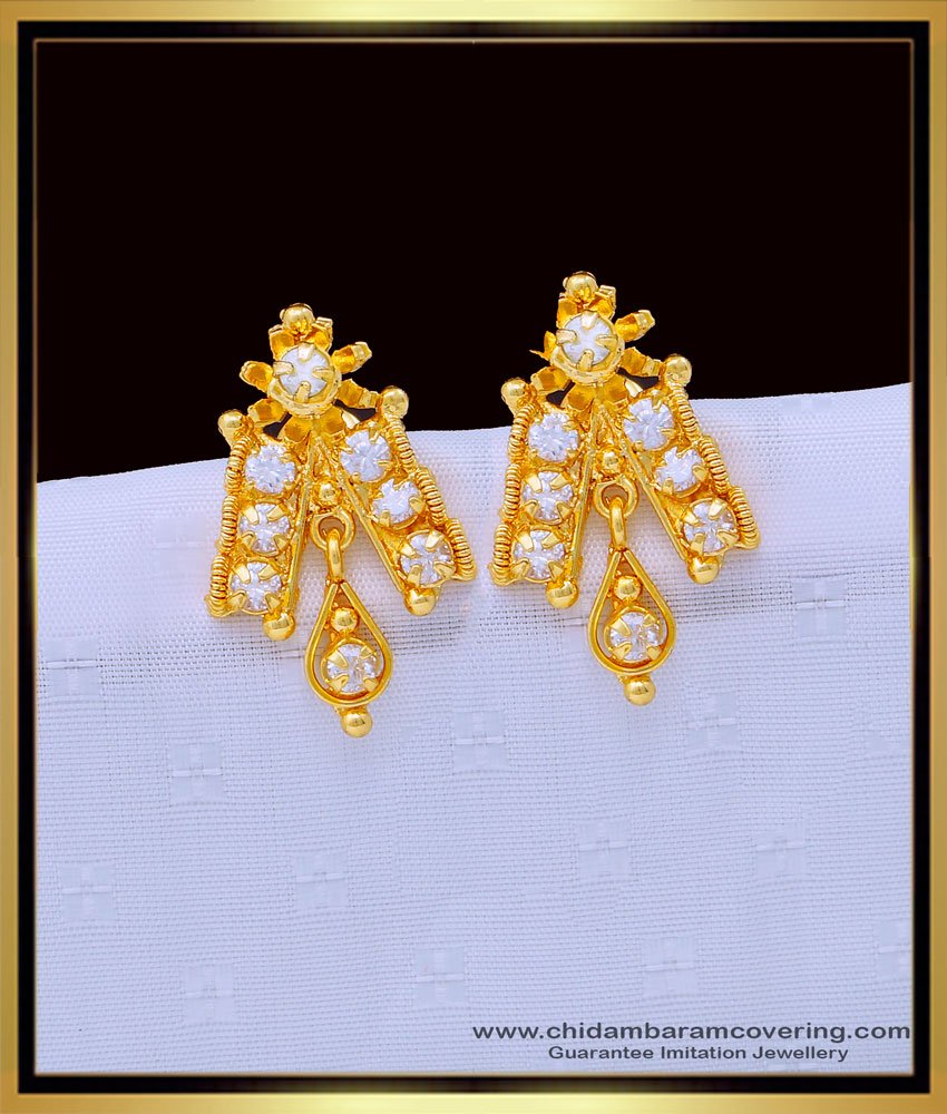 gold covering jewellery, chidambaram gold covering earrings, Kalyani covering online, gold tops, pearl drop earrings in gold, 