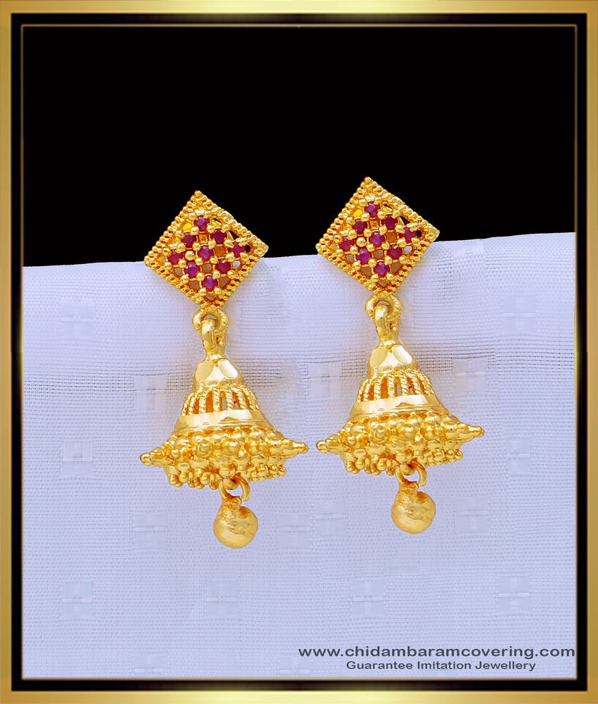 1 gram gold jewellery, gold plated jewellery, one gram gold earrings, daily wear earrings, light weight earrings, earrings buy low price, stone earrings, 