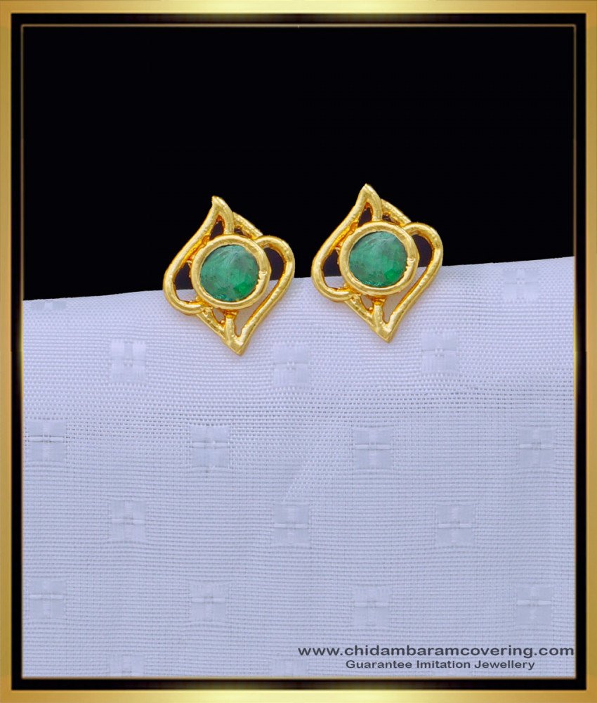 one gram gold earrings, earrings design, stud kammal, covering thodu, gold covering jewellery, chidambaram covering earrings, patchai kal thodu, 