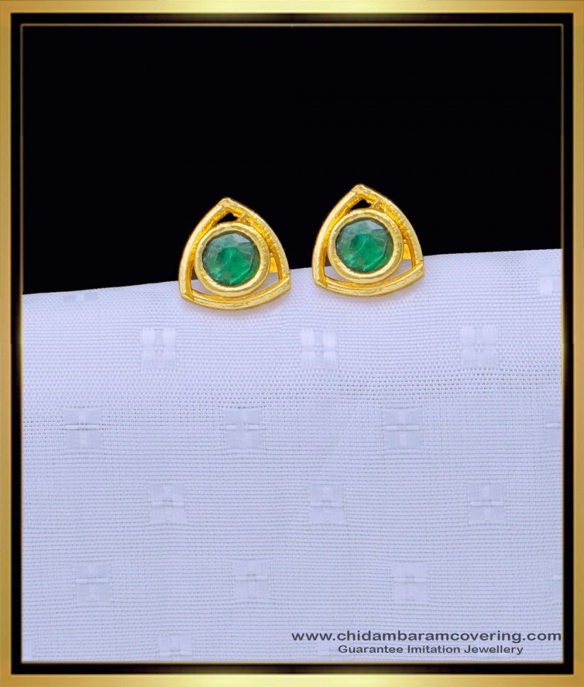 one gram gold earrings, earrings design, stud kammal, covering thodu, gold covering jewellery, chidambaram covering earrings, patchai kal thodu, 