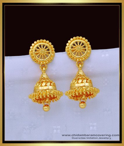 ERG1349 - Latest Jhumkas Design Gold Plated Guaranteed Daily Wear Jimiki Earrings